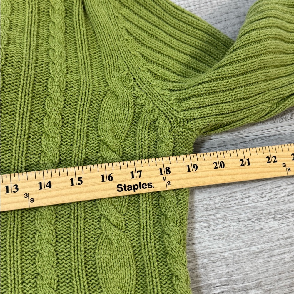 Style & Co Green Cable Knit Sweater XL Button Henley Collar Cozy - Picture 8 of 9